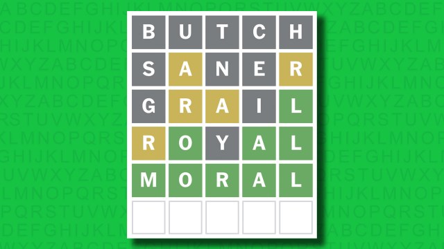 NYT Wordle answer for game 1397 on a green background