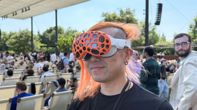 People at Apple Campus wearing Apple Vision Pro