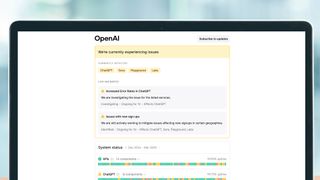 A laptop screen showing an OpenAI status page