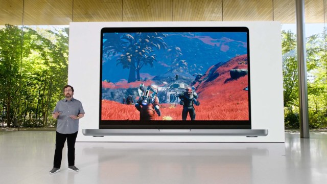 Jeremy Sandmel presenting No Man's Sky on Mac during WWDC 2022