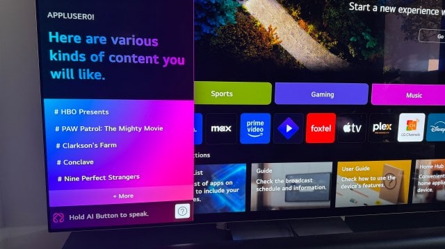 LG Chatbot box open on LG G5 OLED TV
