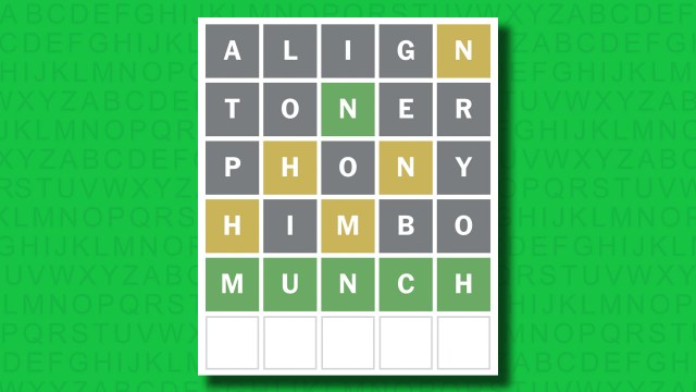 NYT Wordle answer for game 1460 on a green background