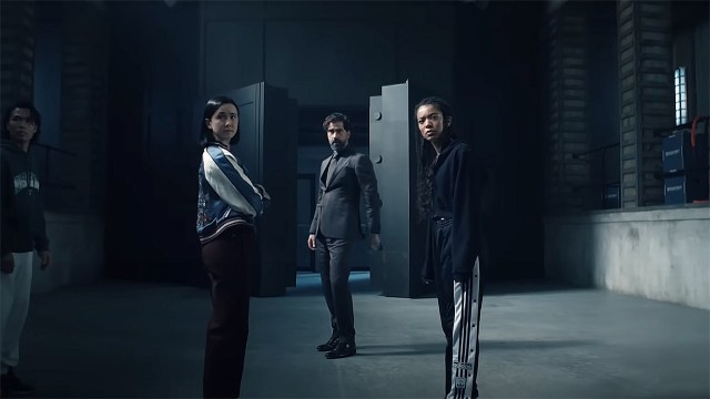 Jordan, Cipher, and Marie standing in a dreary room in Gen V season 2