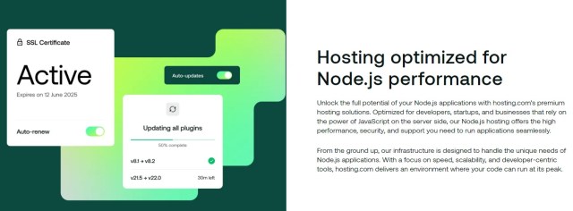 An image of Hosting.com's Node.js offering