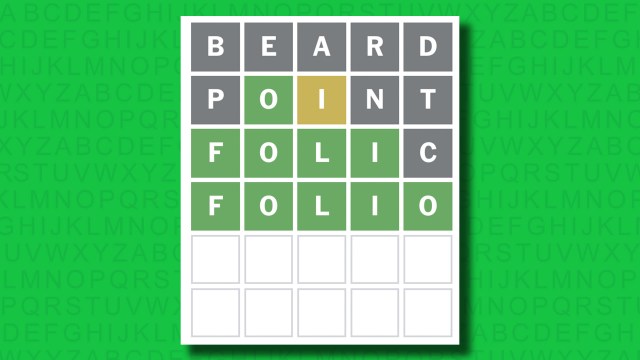 NYT Wordle answer for game 1433 on a green background