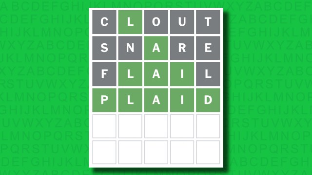 NYT Wordle answer for game 1453 on a green background