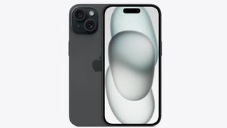 An iPhone 15 in black