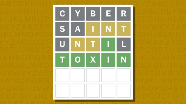 Wordle answer for game 1001 on a yellow background