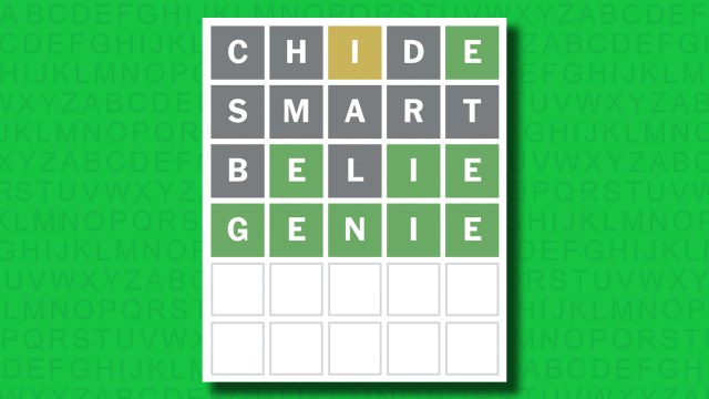 NYT Wordle answer for game 1405 on a green background