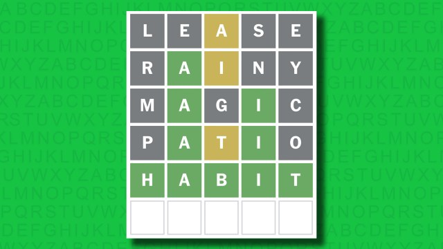 NYT Wordle answer for game 1442 on a green background