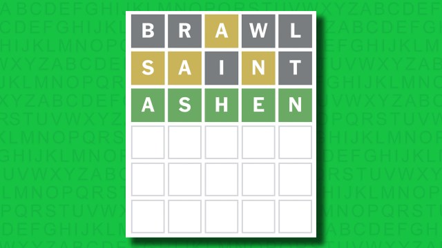 NYT Wordle answer for game 1396 on a green background