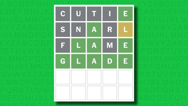 NYT Wordle answer for game 1463 on a green background