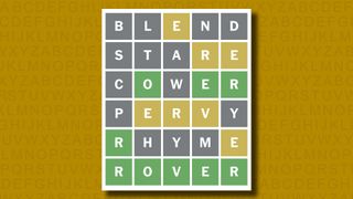 Wordle answer for game 1039 on a yellow background