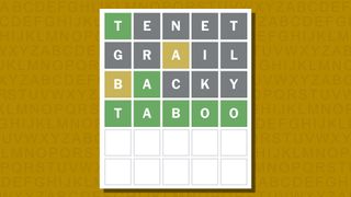 Wordle answer for game 1016 on a yellow background
