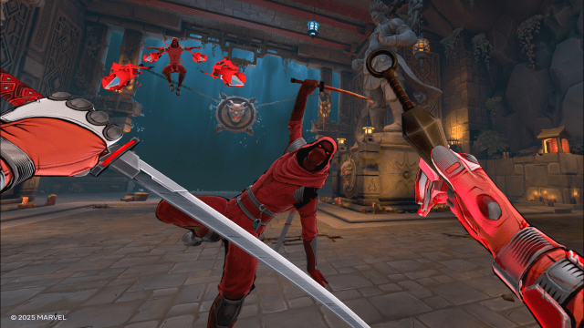 Deadpool fighting Hand ninjas with kunai