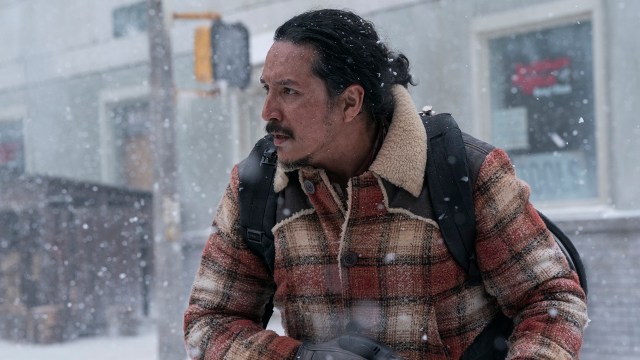 Tommy standing in the snow in Jackson, Wyoming in The Last of Us season 2
