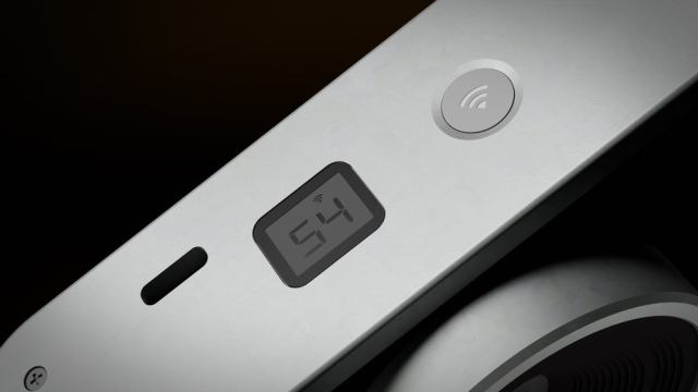 Echolens digital camera on black background