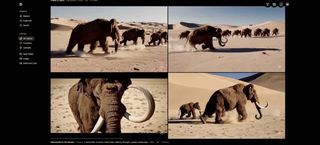 Woolly mammoth walking through the desert OpenAI Sora Generation