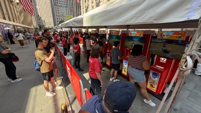 A look at the Mario Kart World play station at the NYC Nintendo Store on June 4, 2025