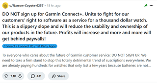 Reddit thread on Garmin Connect