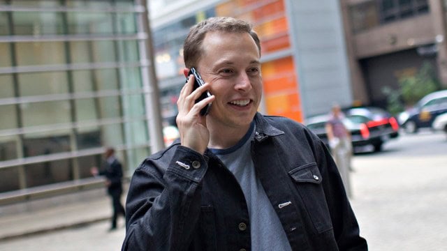 Elon Musk on phone