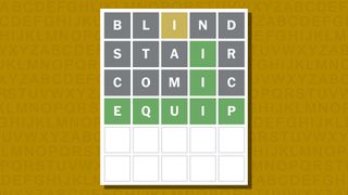Wordle answer for game 1,031 on a yellow background