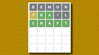 Wordle answer to game 1045 on a yellow background