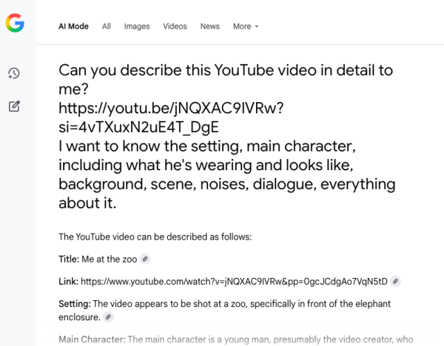 AI Mode URL analysis