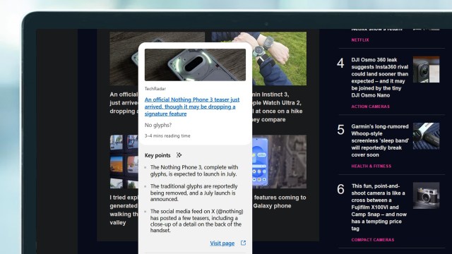 A laptop screen showing Firefox's new AI previews feature
