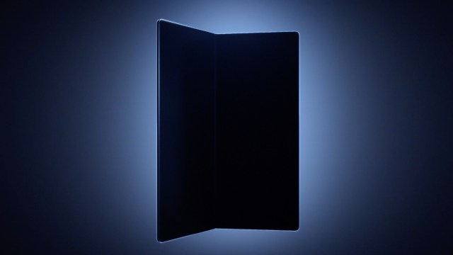 Samsung Galaxy Z Fold 7 in silhouette closed and partially open