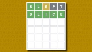 Wordle answer to game 1048 on a yellow background