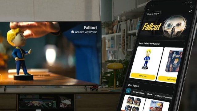 A phone showing the Amazon's app Shop the Show feature