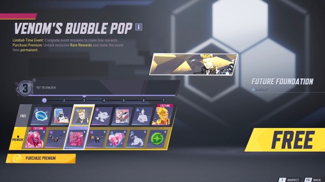 The Venom's Bubble Pop event in-store, highlighting a Human Torch nameplate