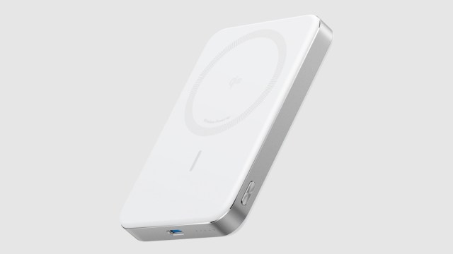 The Anker MagGo power bank on a grey background