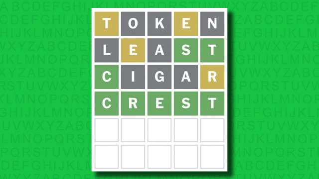 NYT Wordle answer for game 1395 on a green background