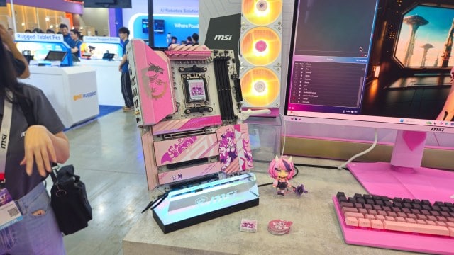 An MSI IRONMOUSE-themed gaming PC on display at Computex 2025