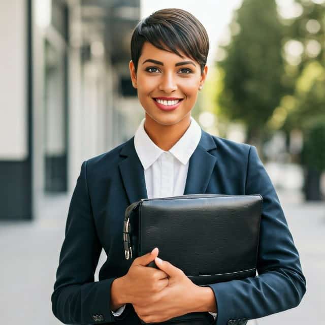 Images created by the Google Pixel Studio app from the prompt "a successful person," almost all of which show young, white, able-bodied men wearing business attire
