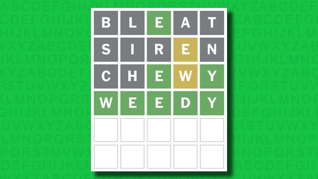 NYT Wordle answer for game 1408 on a green background