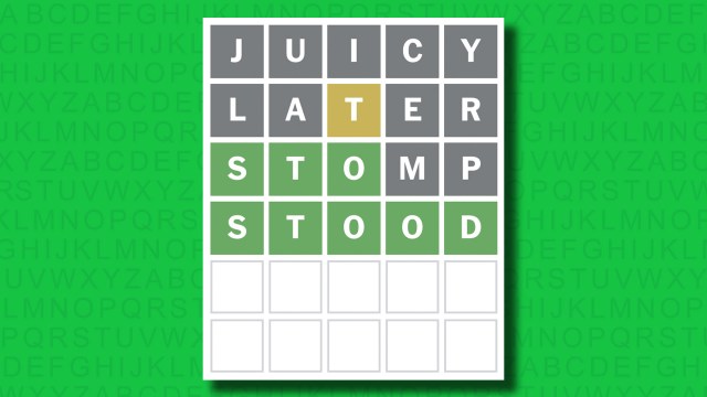 NYT Wordle answer for game 1398 on a green background