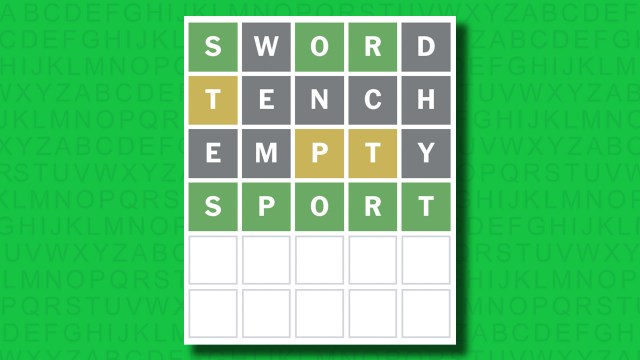 NYT Wordle answer for game 1438 on a green background