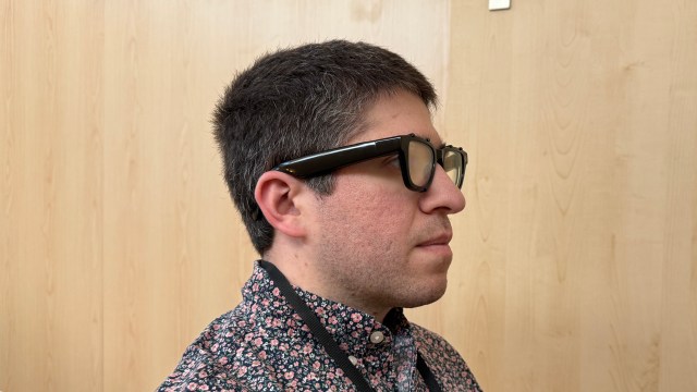 A side view of the prototype Android XR glasses
