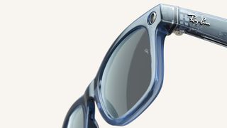 A closeup of the RayBan Meta Smart Glasses