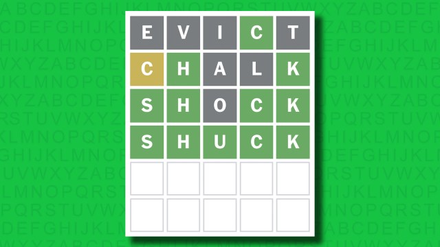 NYT Wordle answer for game 1434 on a green background