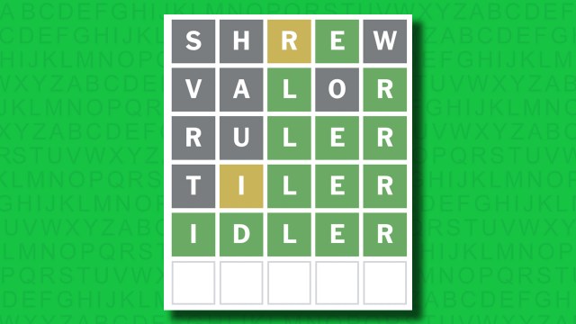 NYT Wordle answer for game 1411 on a green background
