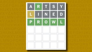 Wordle answer to game 1046 on a yellow background