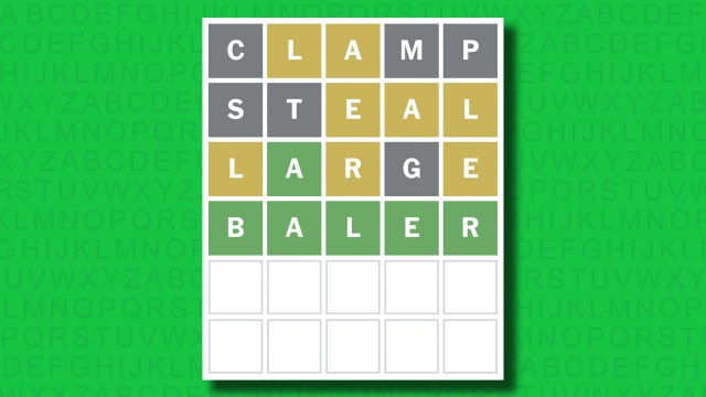 NYT Wordle answer for game 1477 on a green background