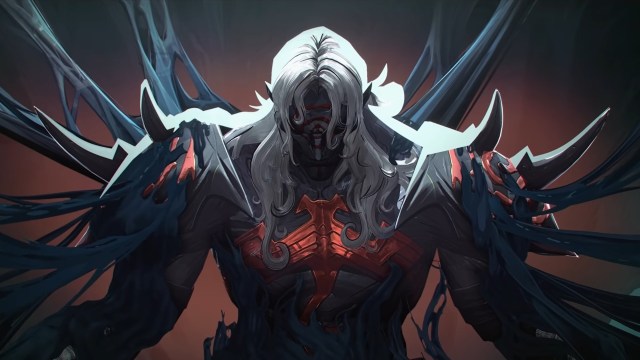 Knull sits with his head down, shrouded in darkness