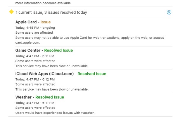 Apple Status page