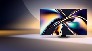 Hisense U8 TV showing colorful abstract pattern