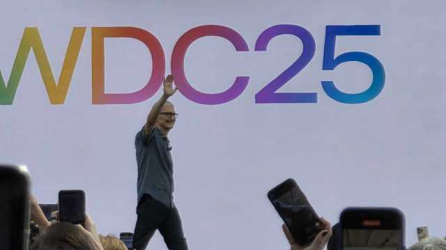Tim Cook on stage at WWDC 2025